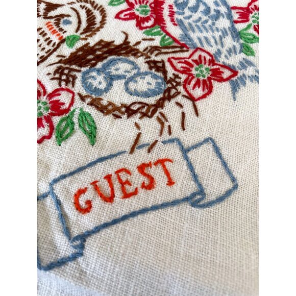 Vintage 1930s Lot 3 Tea Towels Embroidery Birds Butterfly Cottage Core - Picture 12 of 13